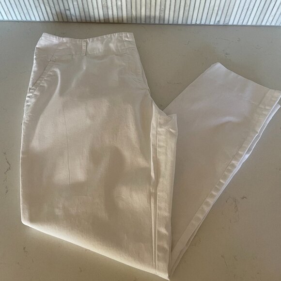 Laundry by Shelli Segal White Cotton Pants with Back Pockets, Size 14 - Picture 1 of 10